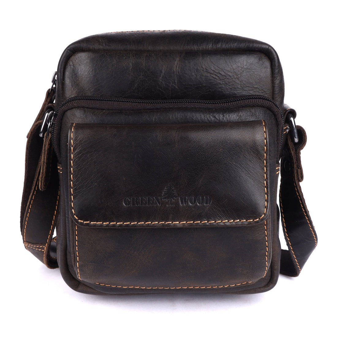 Greenwood Leather Ryder Crossbody Bag, Vintage Dark Brown