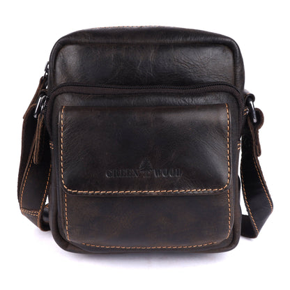 Greenwood Leather Ryder Crossbody Bag, Vintage Dark Brown