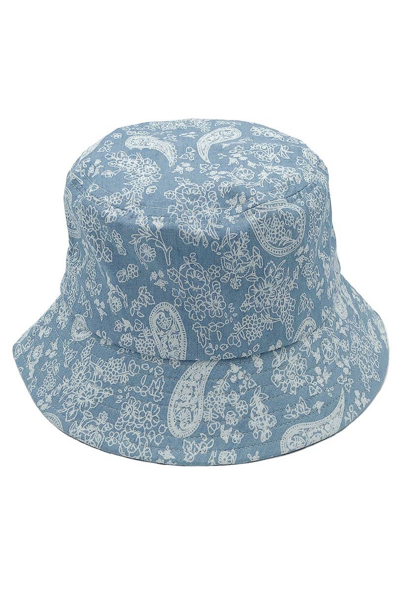 Paisley Print Denim Cotton Bucket Hat