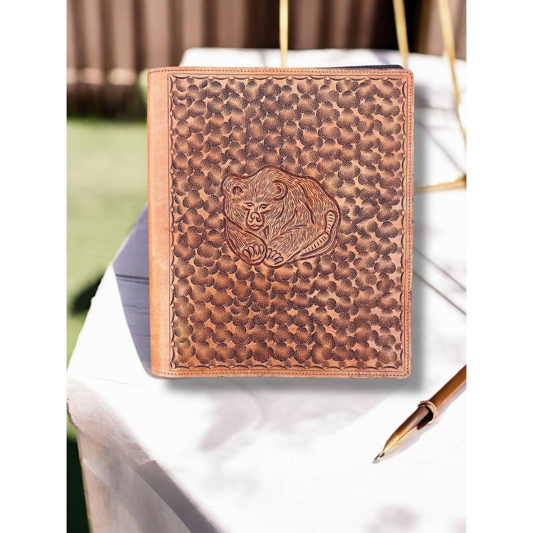 All Tooled Leather Bear Planner