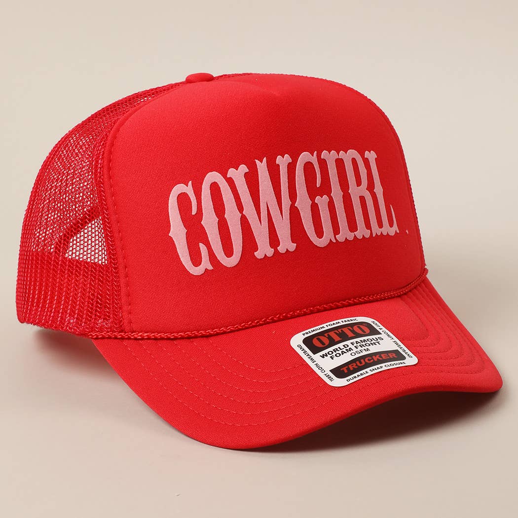 COWGIRL Text Logo Printed Mesh Back Trucker Hat