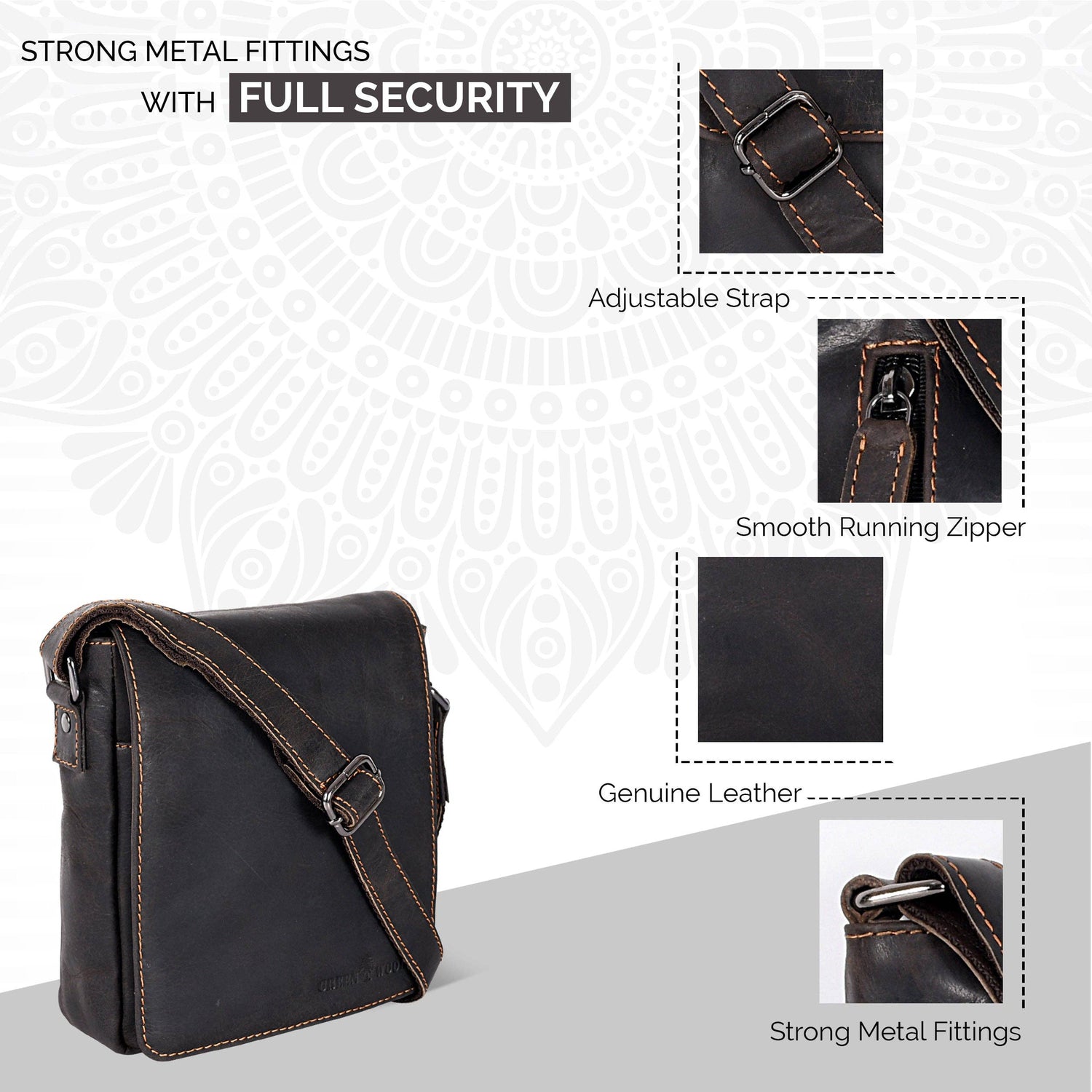 Leather Shoulder Bag Luna - Brown GW191048BRN