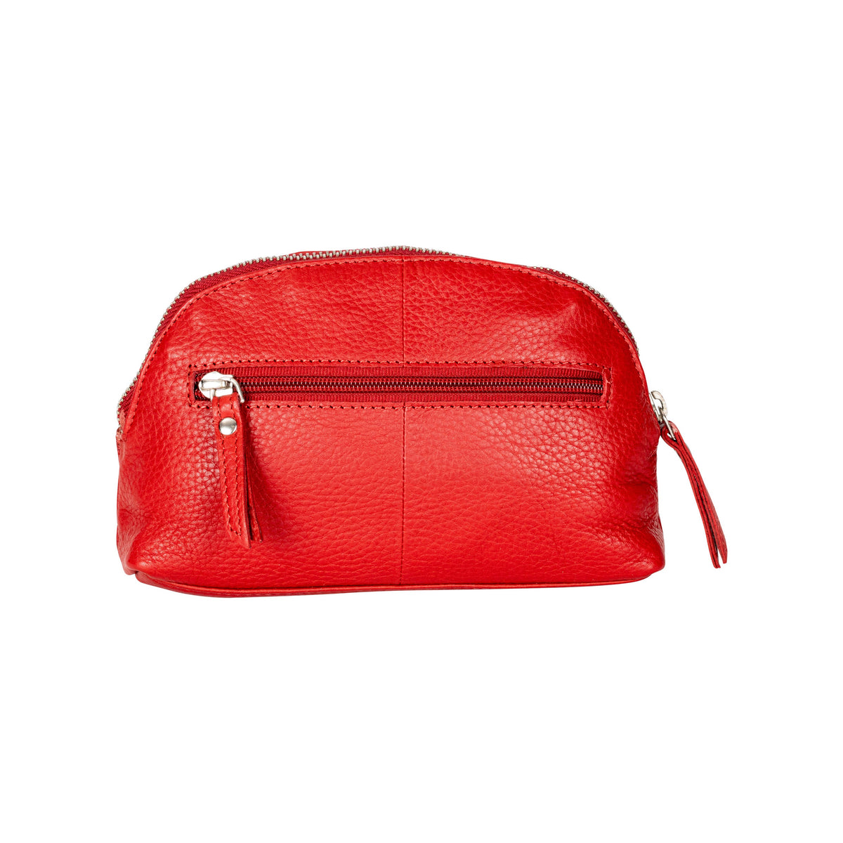 Classic Red Leather Zip Coin Pouch