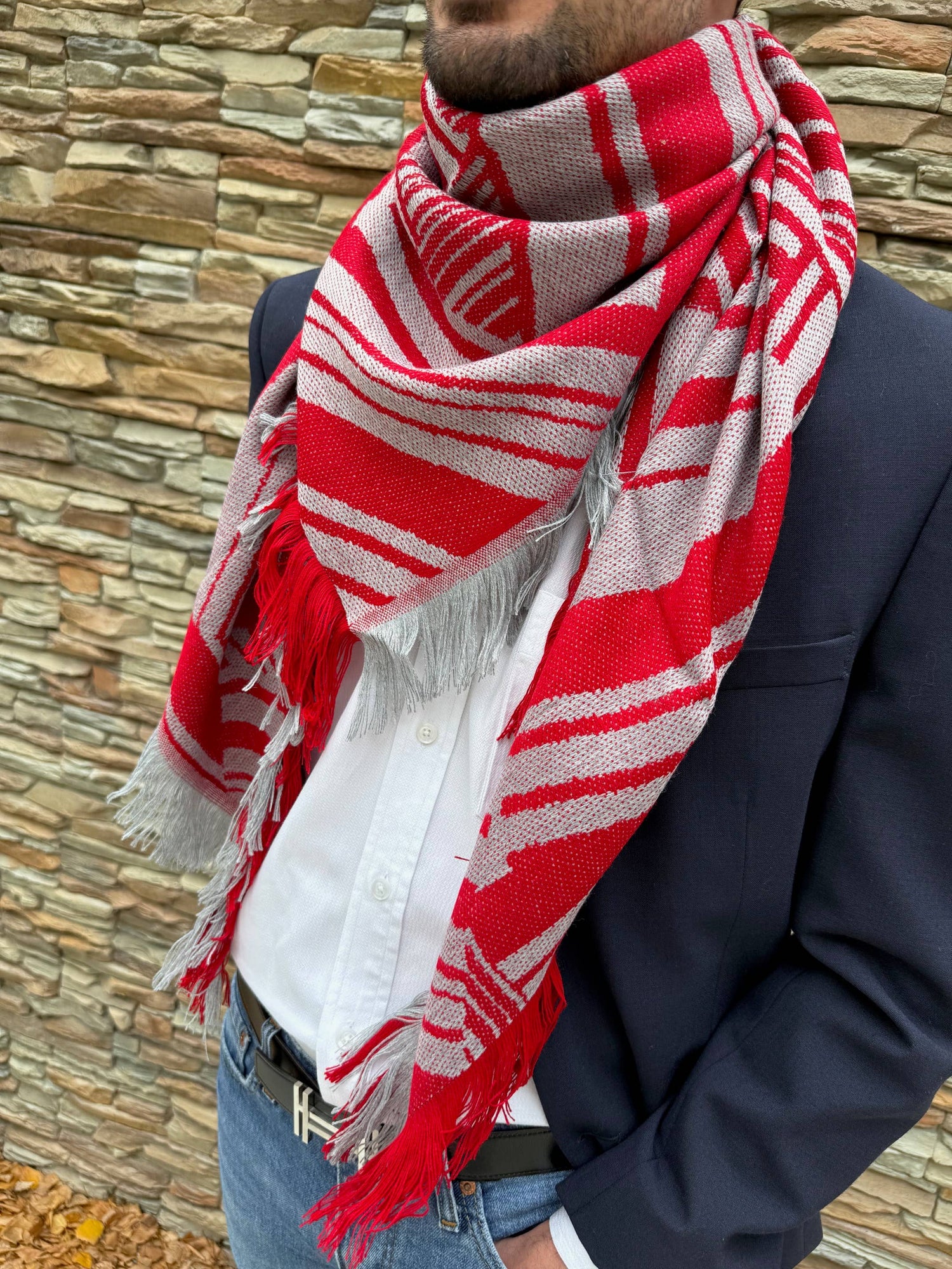 Triangle woven scarf Made in France - Acrylic Wool