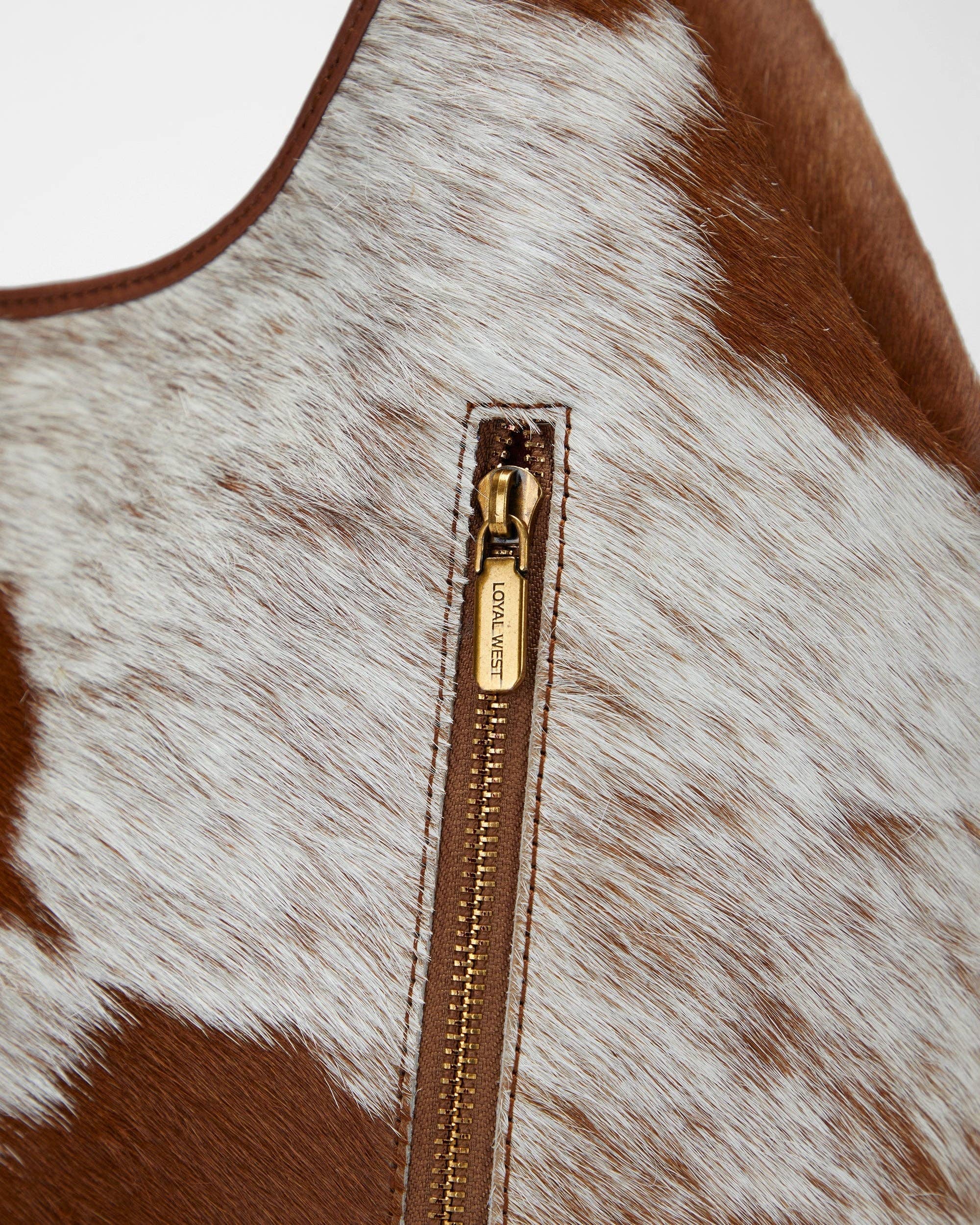LW Large Purse - In Brown &amp; White Cowhide &amp; Calfskin