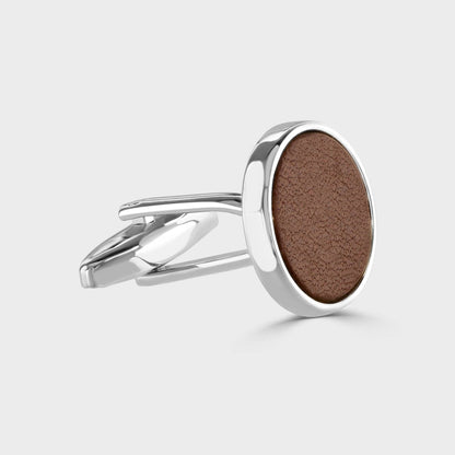 Genuine Leather Inlay Cufflinks 