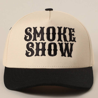 SMOKE SHOW Typographic Embroidery Baseball Cap