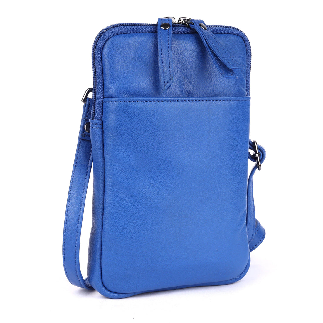 Greenwood Cleo Blue Leather Phone Crossbody Bag