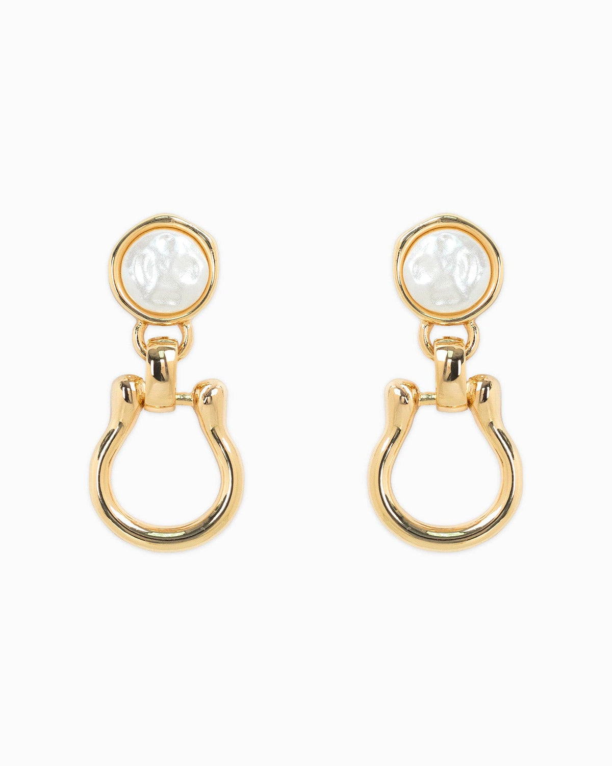 Pearl Top Horsebit Earrings