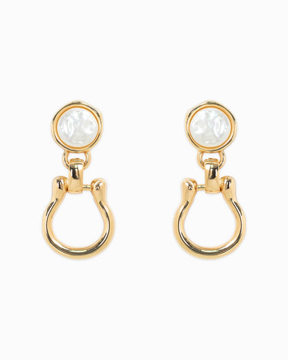 Pearl Top Horsebit Earrings