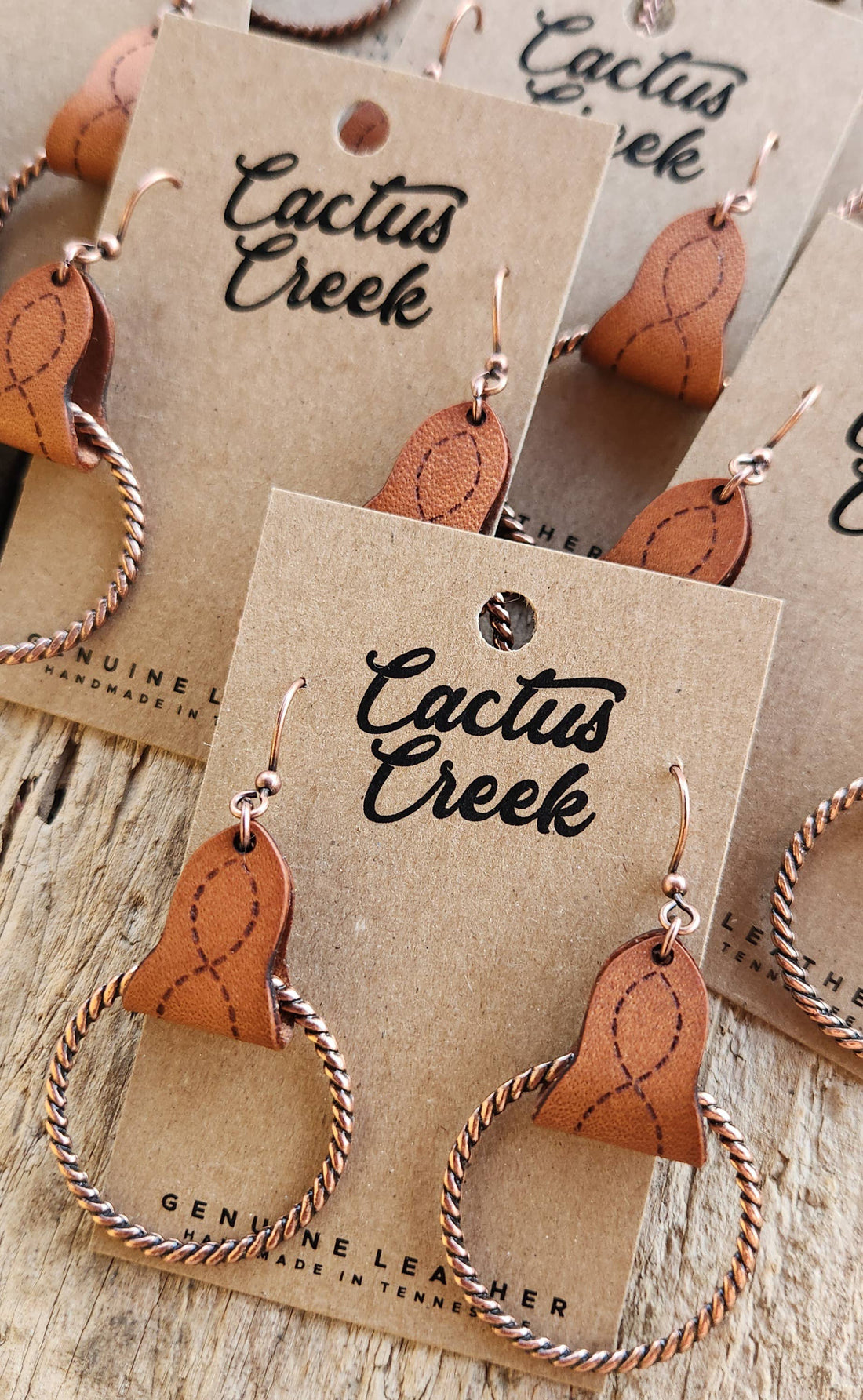 &quot;Lari Dee&quot;  Handmade Boot Stitch Leather &amp; Rope Earrings