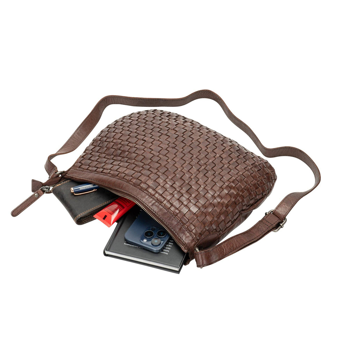 The Winslow Shoulder Bag — Vintage Woven Leather Crossbody (Brown)