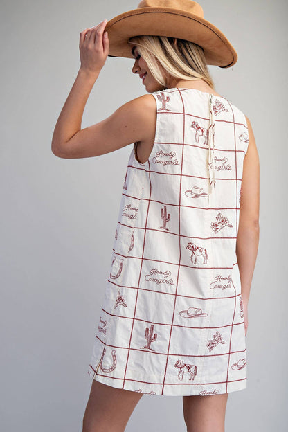 WESTERN INSPIRED SHIFT MINI DRESS