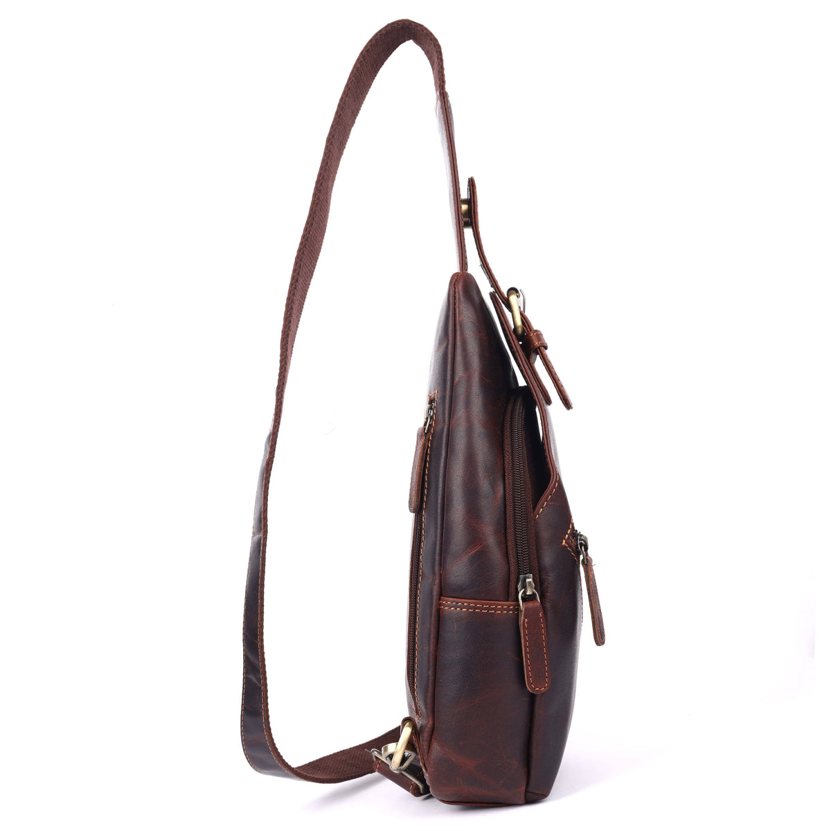 Jasper – Vintage Leather Crossbody Sling Bag for Men Brown