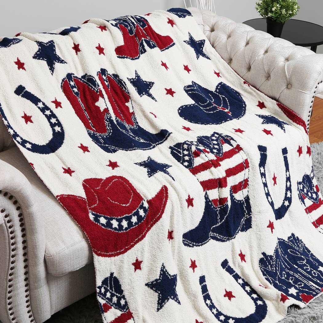Cowgirl and Cowboy Print Soft Cozy Throw Blanket