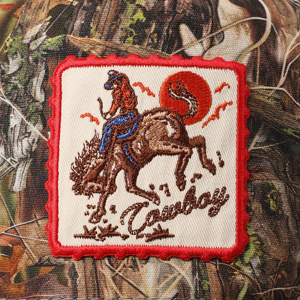 Cowboy Horse Image Embroidery Patch Camo Cap