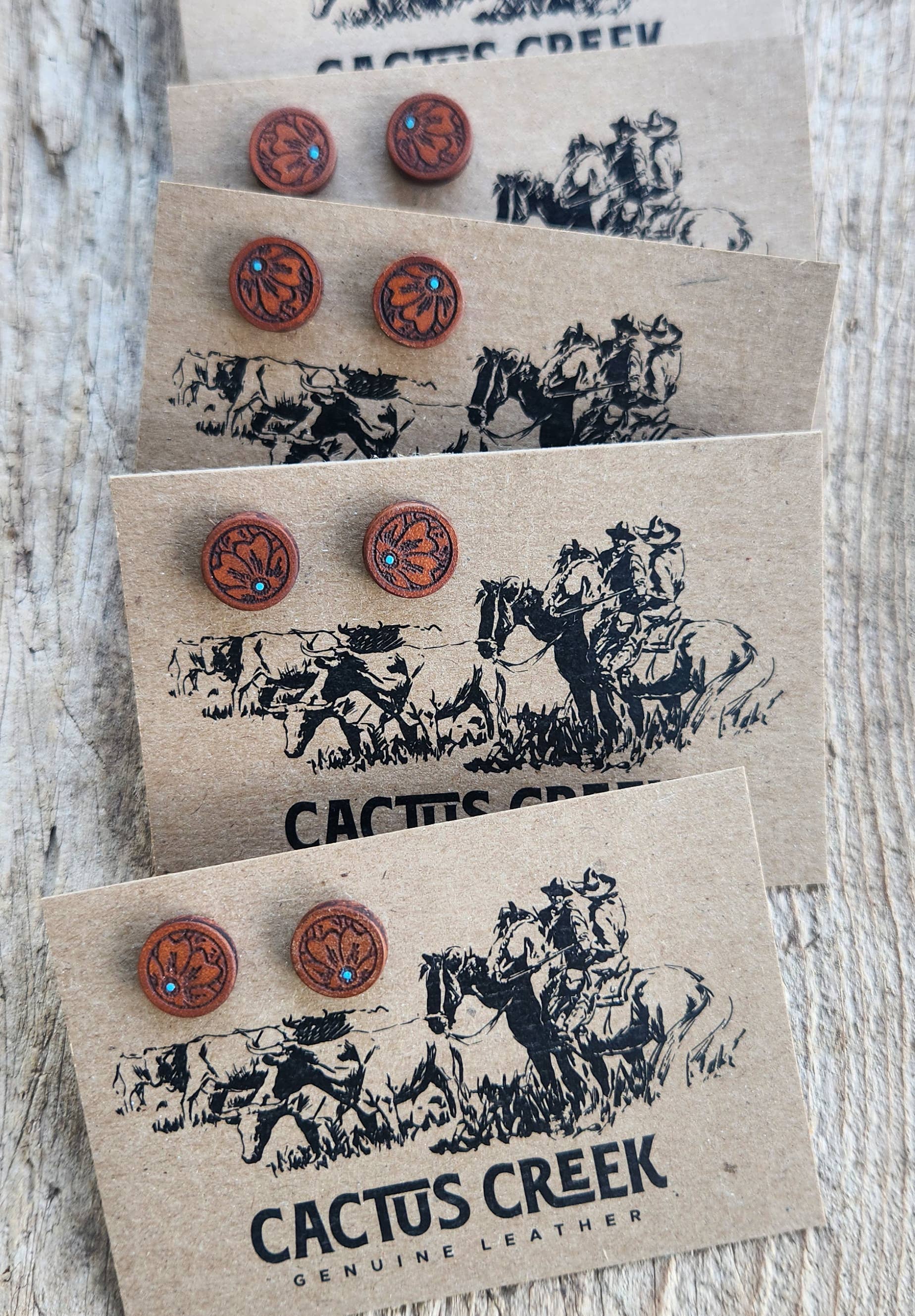 &quot;Mini Millie&quot; Handmade Genuine Leather Stud Earrings