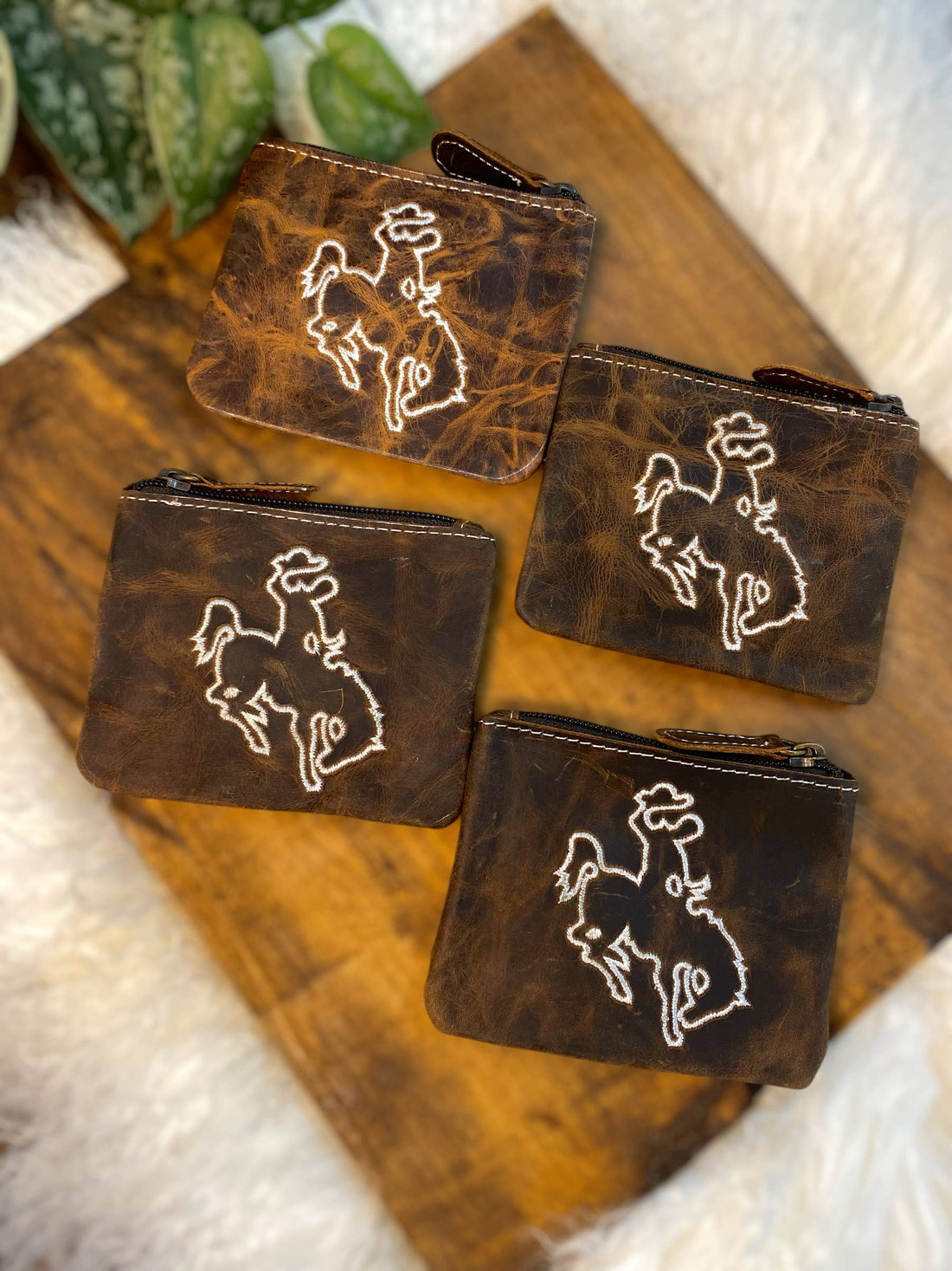 Vintage Cowboy Guy Leather Coin Pouch