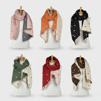 THSS2872: Brown: Reversible Petite Hearts Scarf
