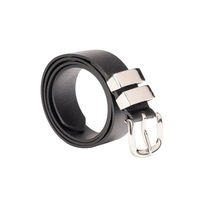 Leather Belt Black with Sliver Buckle