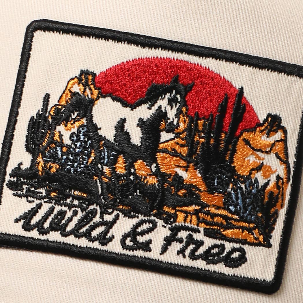 WILD &amp; FREE Embroidered Patch Leopard Brim Baseball Cap
