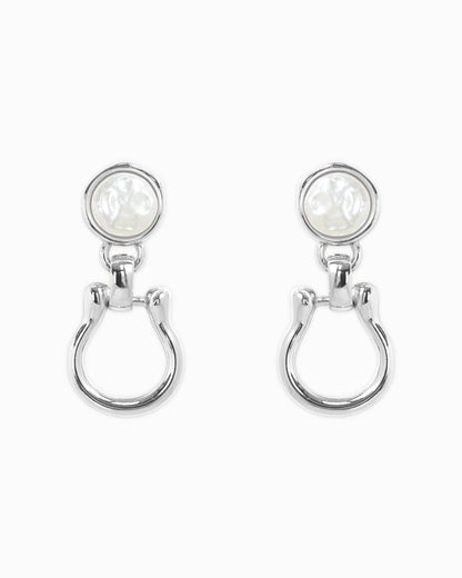 Pearl Top Horsebit Earrings