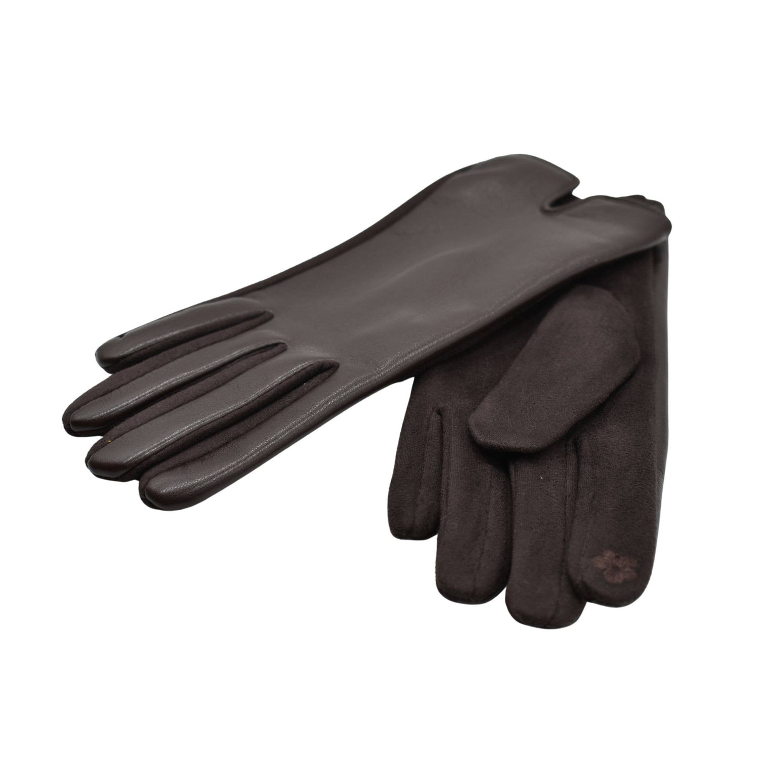 THSG1160: Chocolate: Faux Leather Gloves
