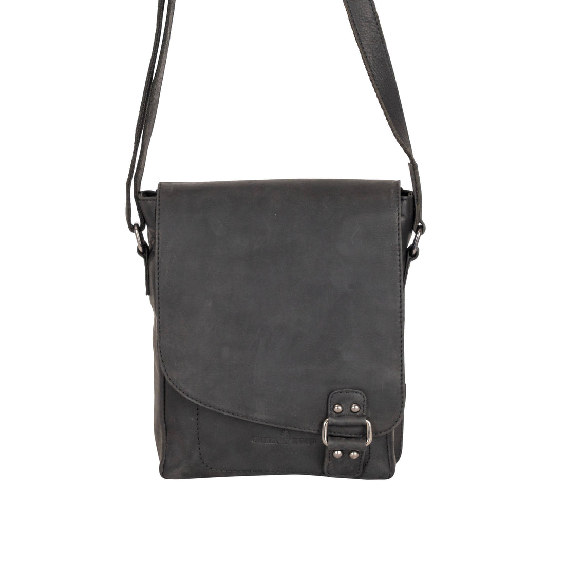 Leather Shoulder Bag Black - Hobart GW834BLK