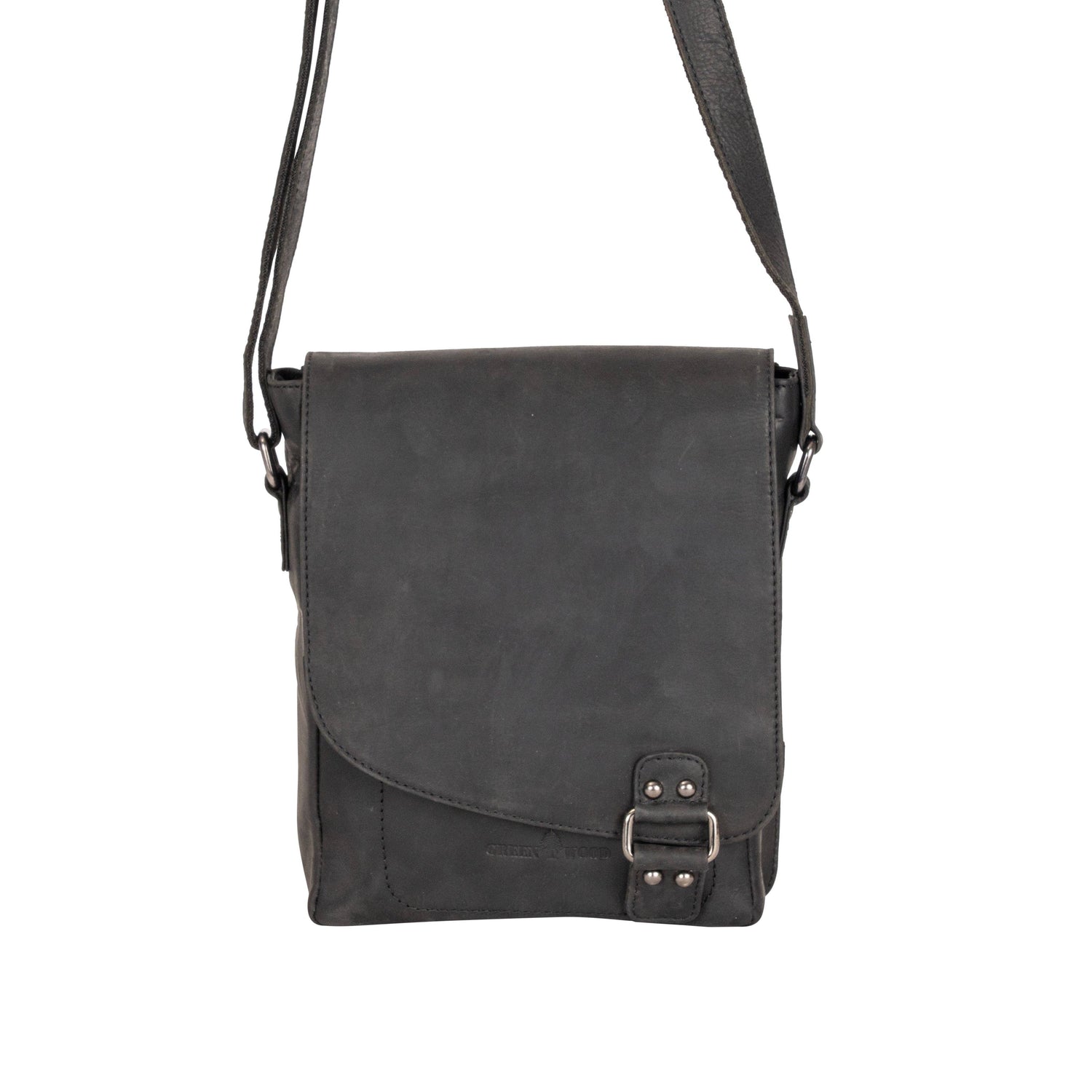 Leather Shoulder Bag Black - Hobart GW834BLK