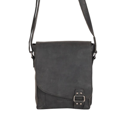 Leather Shoulder Bag Black - Hobart GW834BLK