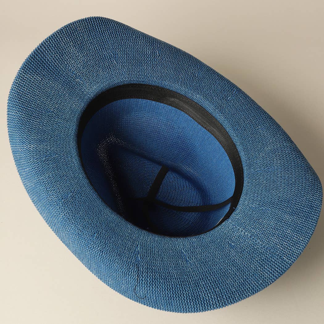 Washed Solid Denim Color Knitted Cowboy Adjustable Sun Hat