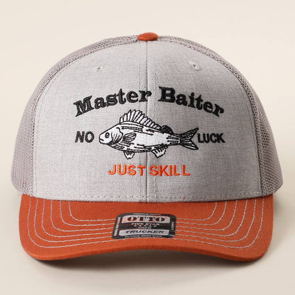 Master Baiter No Luck Just Skill Embroidered Trucker Hat