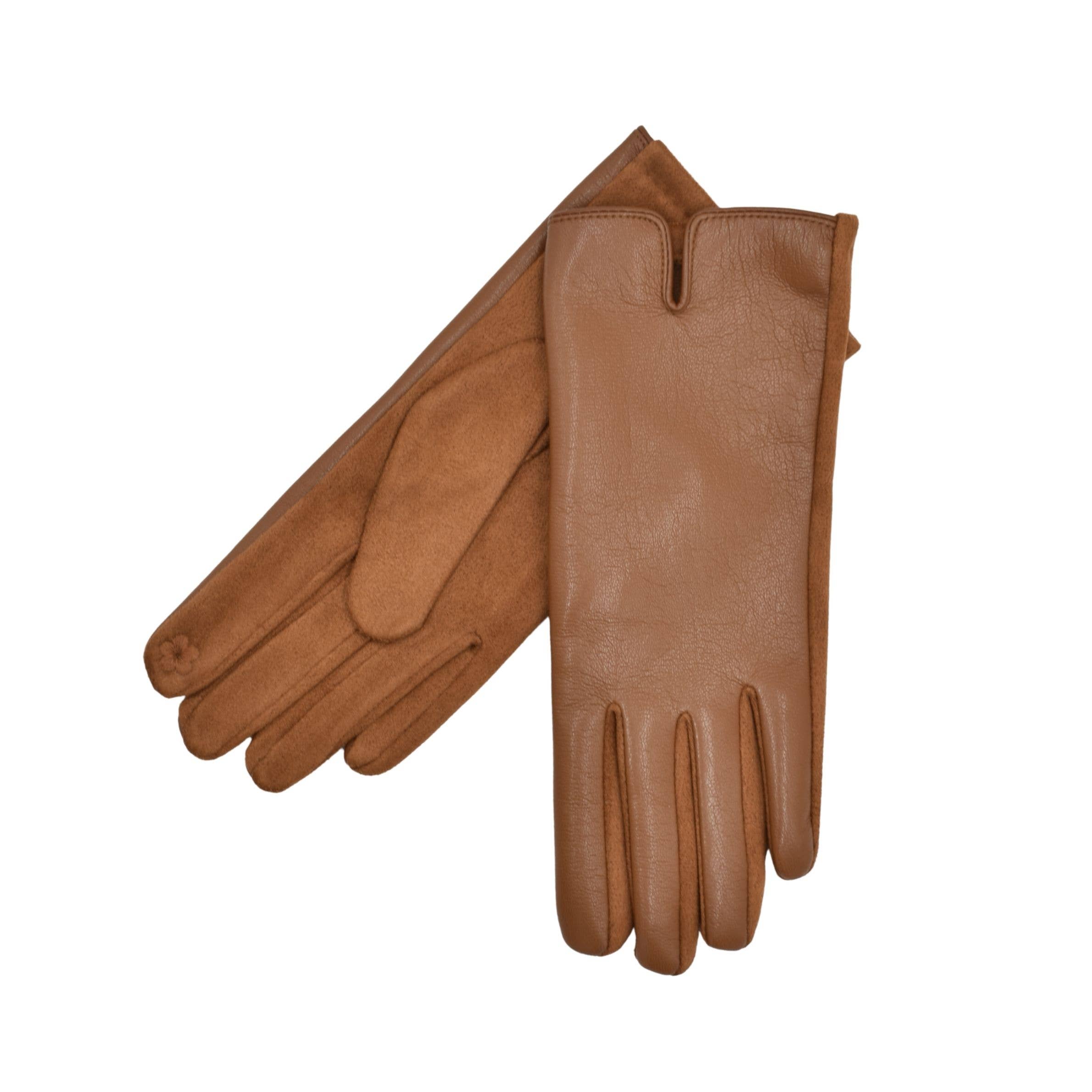 Tan: Faux Leather Gloves