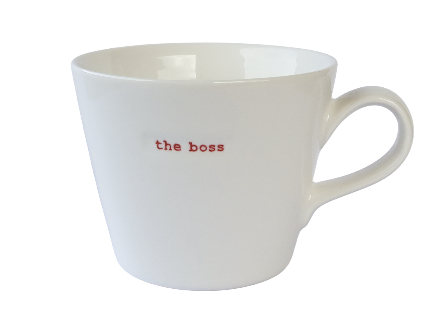 KBJ Word Bucket Mug - The Boss (Hand Embossed Red Text)