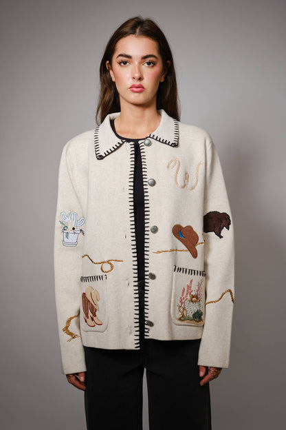 Motif Wool Blend Sweater Jacket