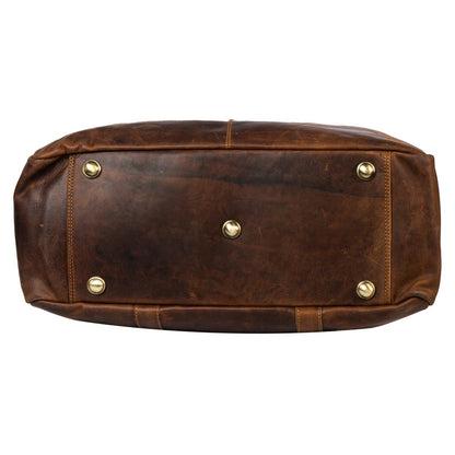 Voyager Leather Weekend Bag – Full Grain Oil Pull-Up Leather Travel Duffel (Sandal)