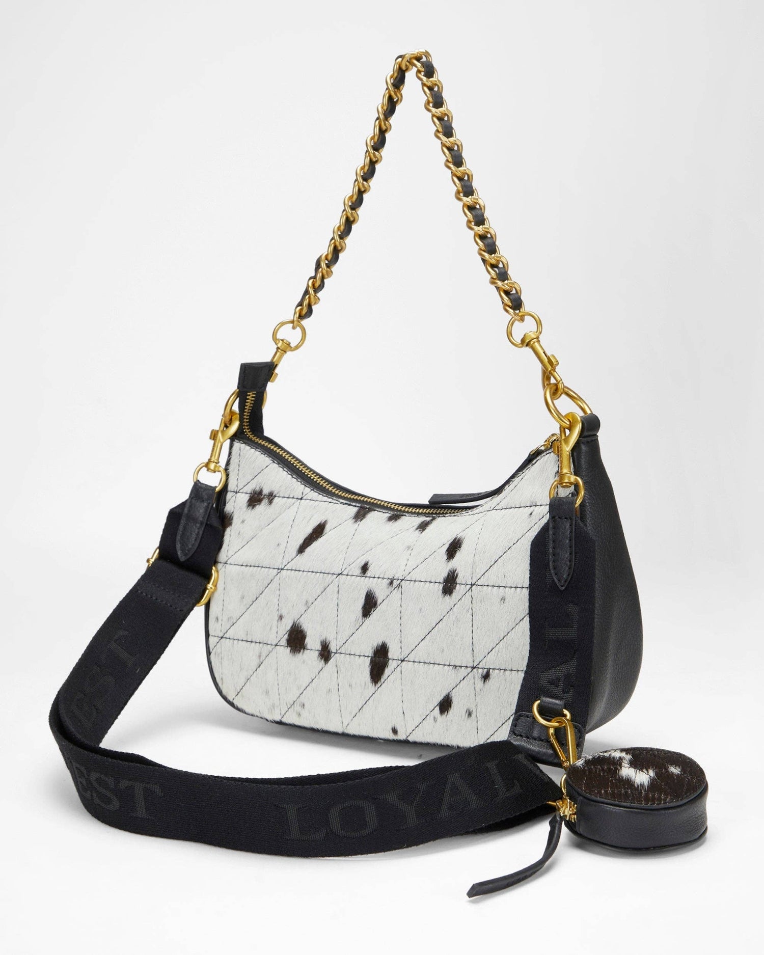 Joe Quilted Nappa Leather Bag - Black &amp; White Cowhide