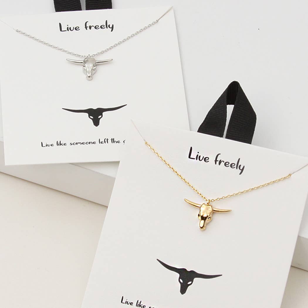 Gold-Dipped Bull Head Charm Necklace