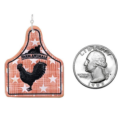 Star Farm Animal Tooled Leather Earrings - Rooster