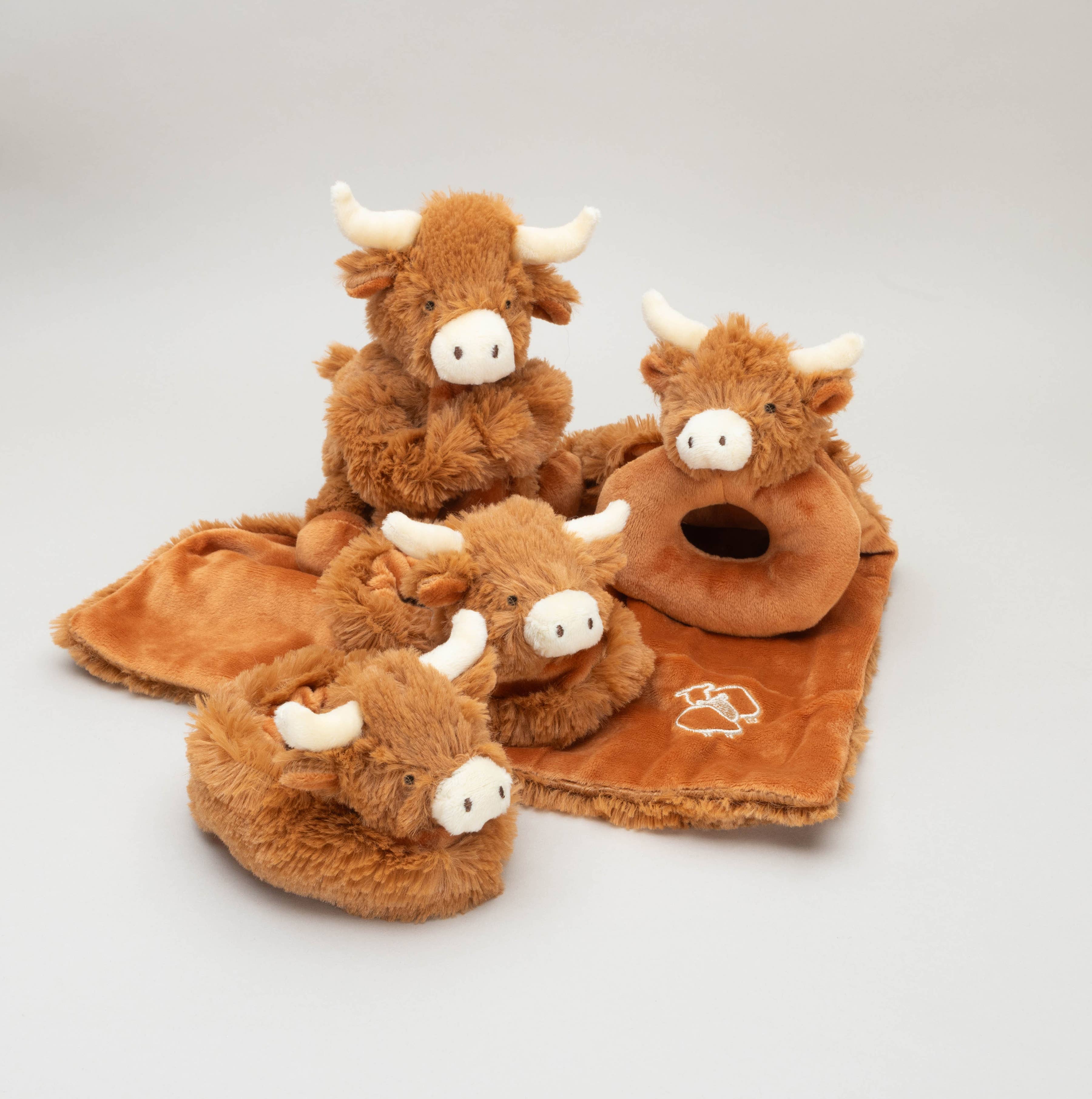 Hairy Highland Brown Cow Baby Plush Rattle - 10CM
