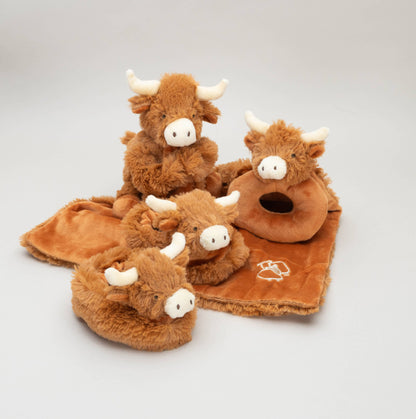 Hairy Highland Brown Cow Baby Plush Rattle - 10CM