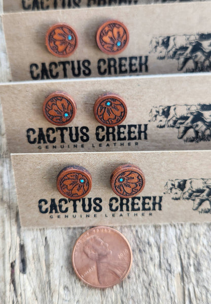 &quot;Mini Millie&quot; Handmade Genuine Leather Stud Earrings