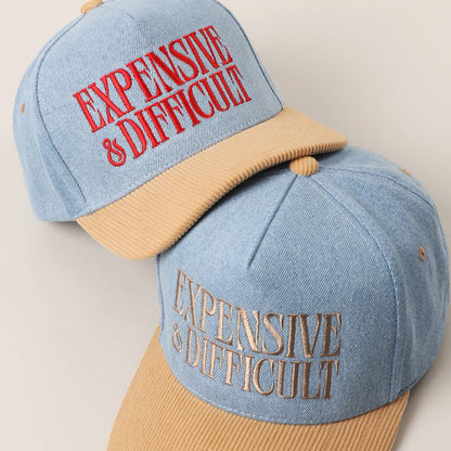 EXPENSIVE DIFFICULT Denim Corduroy Trucker Hat