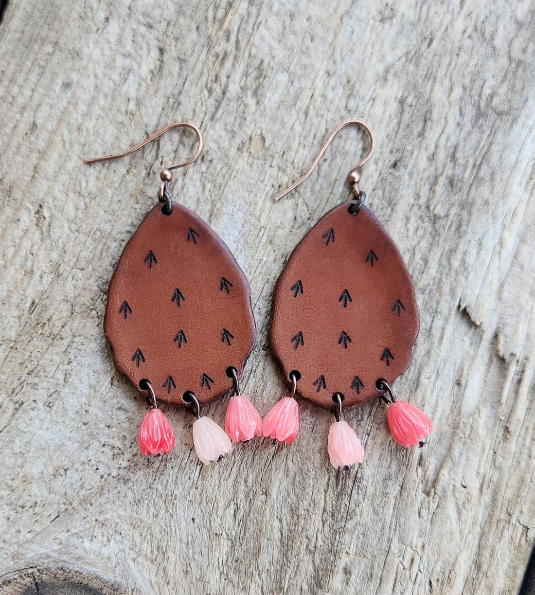 Cactus “Priscilla&quot;  Handmade Leather Prickly Pear Earrings