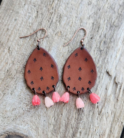 Cactus “Priscilla&quot;  Handmade Leather Prickly Pear Earrings