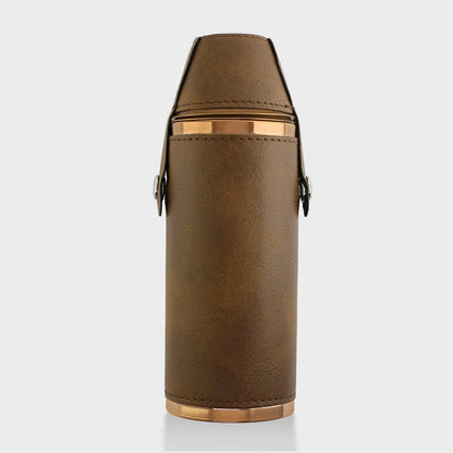 Hunters Flask With Shot Cups - Brown / Copper