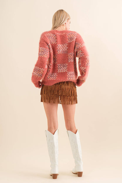 Festival Leather Waist Tiered Fringe Studded Short