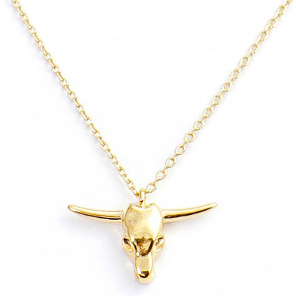 Gold-Dipped Bull Head Charm Necklace