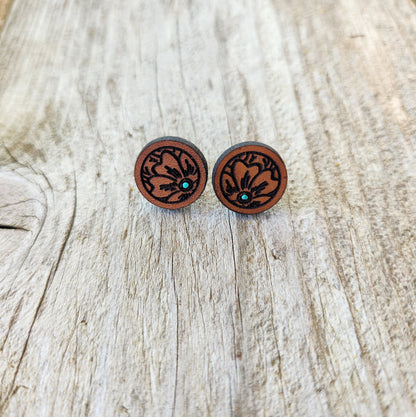 &quot;Millie&quot; Handmade Genuine Leather Stud Earrings