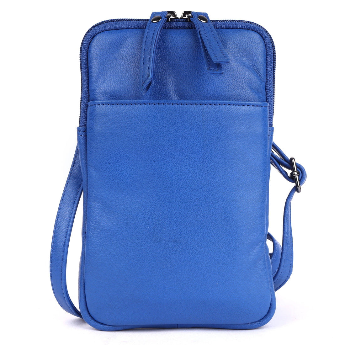 Greenwood Cleo Blue Leather Phone Crossbody Bag